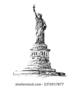 Drawing of Statue of Liberty monument in New York 