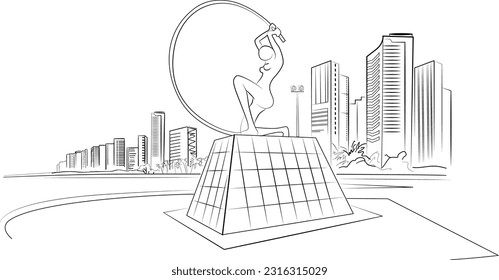 drawing of statue on seaside avenue