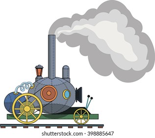 drawing of a steam locomotive on a white background