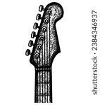 Drawing stipple of Electric Guitar Headstock vector