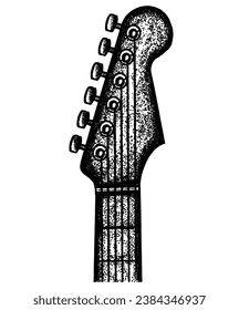 Pieza de dibujo del vector de cabeza de guitarra eléctrica