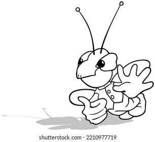 Drawing of a Strange Beetle Flying Through the Air - Cartoon Illustration Isolated on White Background, Vector