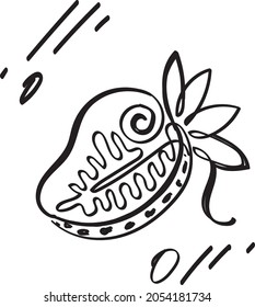 Drawing a strawberry line in a vector by hand. Isolated illustration on a white background, clipart