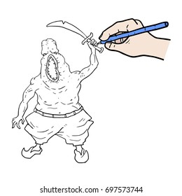 drawing strong monster warrior