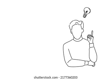 Drawing of student having great idea, finding inspiration or solution to problem