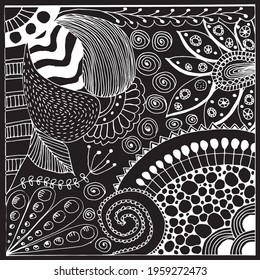 Drawing in the style of doodling. Patterns.