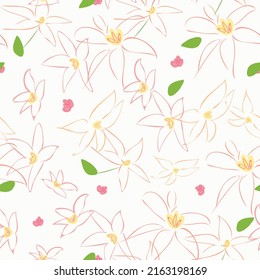 drawing style flower, small flower pattern, repeat flowers,