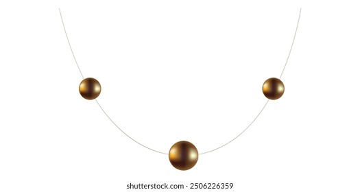 Drawing Style Of Golden Pearl Necklace On White Background.
