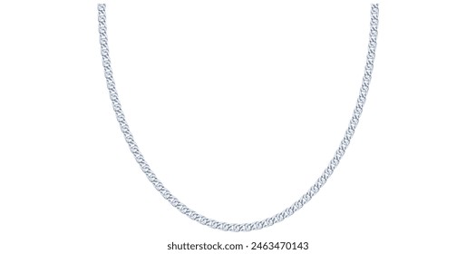 Drawing Style Of Gorgeous Silver Chain Isolated On White Background, Silver Jewelry Vector Illustration.	