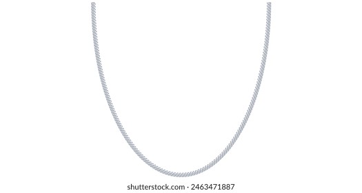 Drawing Style Of Gorgeous Silver Chain Isolated On White Background, Silver Jewelry Vector Illustration.	