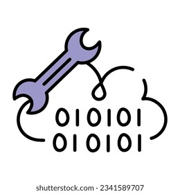 Drawing style icon of binary cloud 