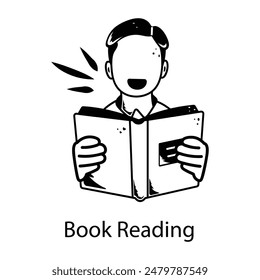 Un icono de estilo de dibujo de lectura de libros 