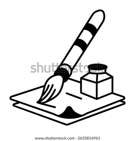 A drawing style icon of calligraphy brush 
