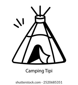 Un icono de estilo de dibujo de consejos de camping