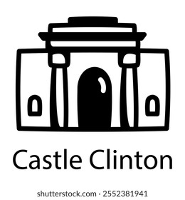 Drawing style icon of castle clinton building 