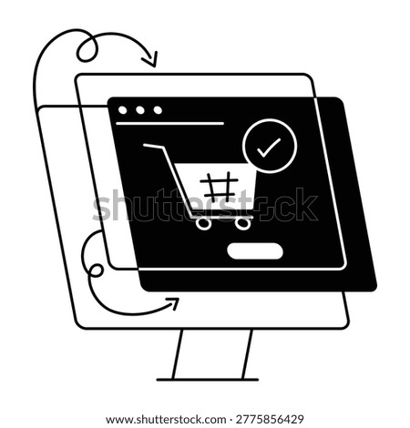 Drawing style icon of a checkout confirmation
