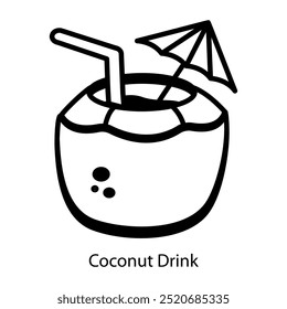 A drawing style icon of coconut drink 