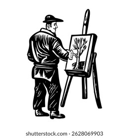 A drawing style icon of a creative street painter