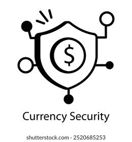 Un icono de estilo de dibujo de seguridad de moneda 