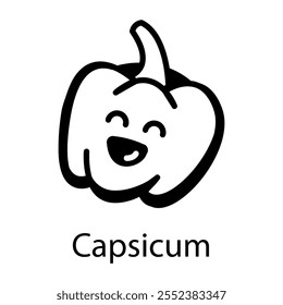 Ein Zeichenstil-Symbol von niedlichem Capsicum 