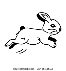 Drawing style icon of cute jumping hare 