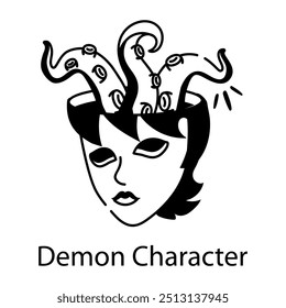 A drawing style icon of demon character 