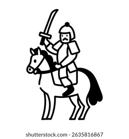Drawing style icon depicting fierce warrior 
