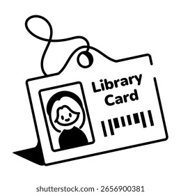 A drawing style icon depicting library card