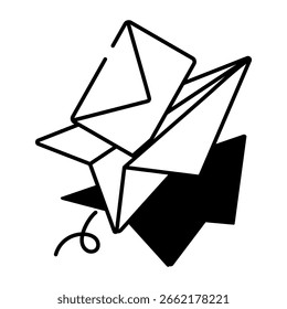 A drawing style icon depicting mailing
