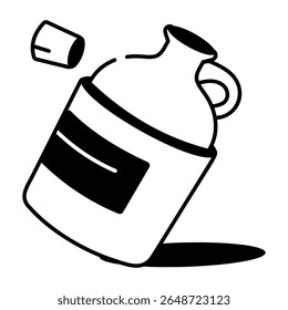 A drawing style icon depicting moonshine jug
