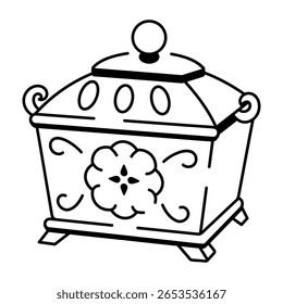 Un icono de estilo de dibujo que representa el cofre de té
