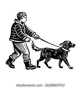 A drawing style icon of a dog walk 
