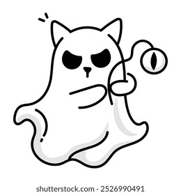 A drawing style icon of ghost cat

