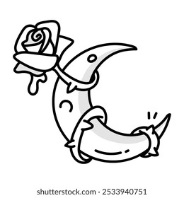 A drawing style icon of gothic moon 

