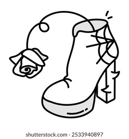 A drawing style icon of a gothic shoe 
