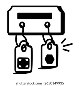  Drawing style icon of keyring holder.