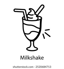 Um ícone de estilo de desenho de vidro do milkshake  