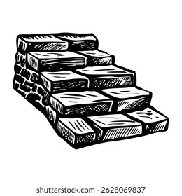 A drawing style icon of mossy stone steps