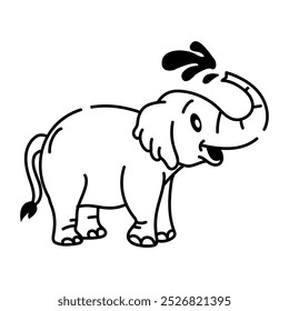 Icono de estilo de dibujo de elefante travieso 