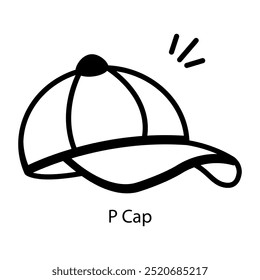 Un icono de estilo de dibujo de p cap 