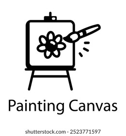 Drawing style icon of panting canvas with brush 