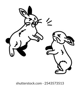 Ícone de estilo de desenho de luta de coelhos 