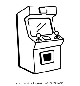 A drawing style icon representing arcade machine