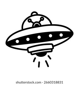 A drawing style icon representing a classic alien ship
