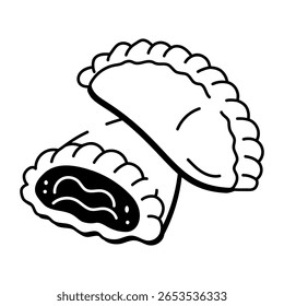 Un icono de estilo de dibujo que representa la pasta de cornualles
