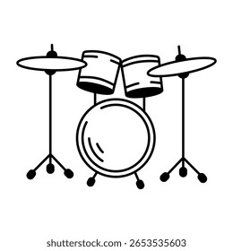 A drawing style icon representing drum set

