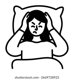 Icono de estilo de dibujo que representa dolor de cabeza
