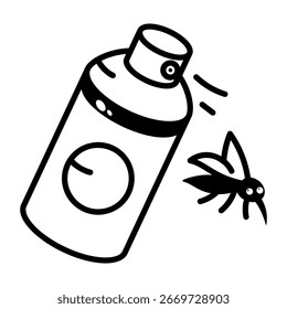 Un icono de estilo de dibujo que representa el aerosol de mosquito
