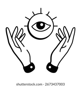 Ein Symbol im Zeichenstil, das ein mystisches Auge darstellt

