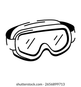 Un icono de estilo de dibujo que representa gafas de seguridad
